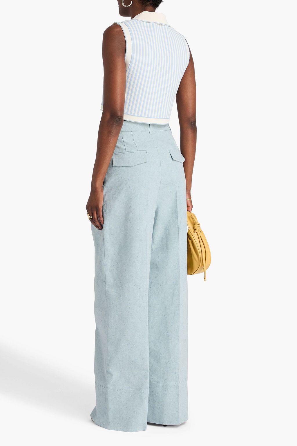 ZIMMERMANN Pleated cotton and silk-blend wide-leg pants