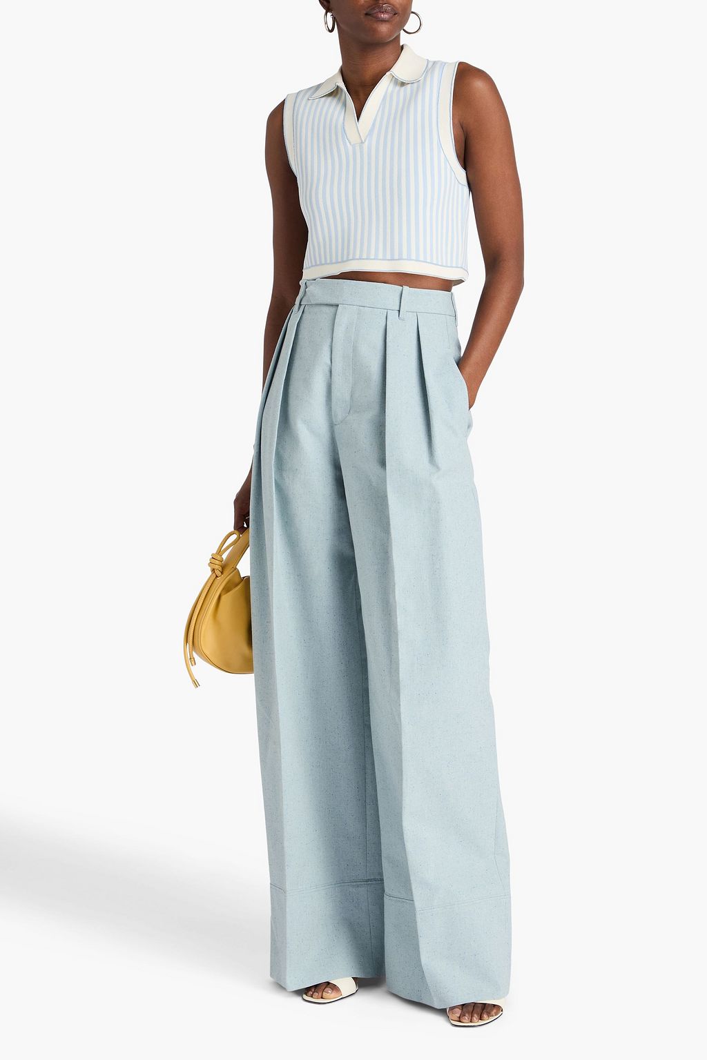 ZIMMERMANN Pleated cotton and silk-blend wide-leg pants