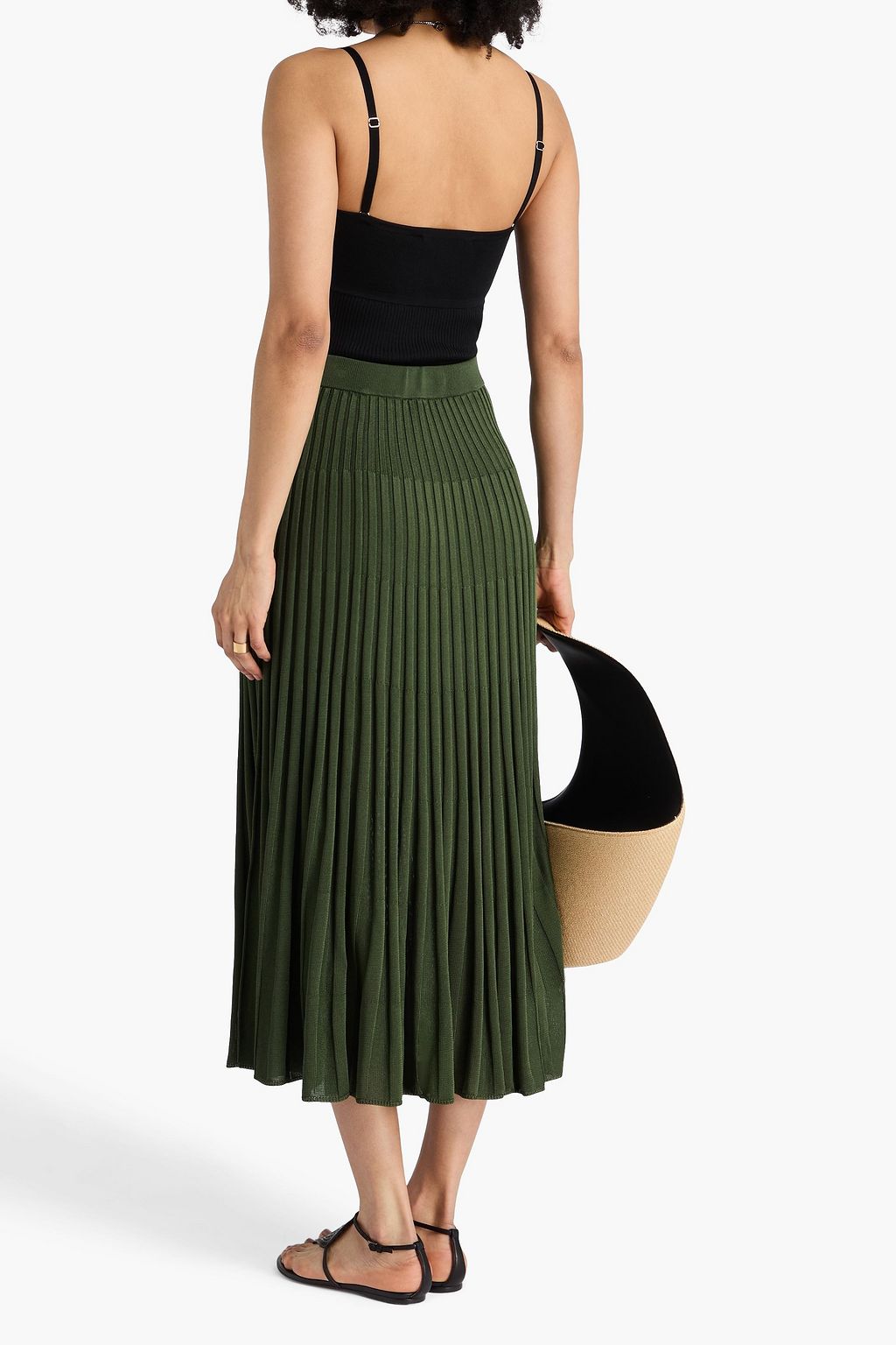 ZIMMERMANN Pleated ribbed-knit midi skirt