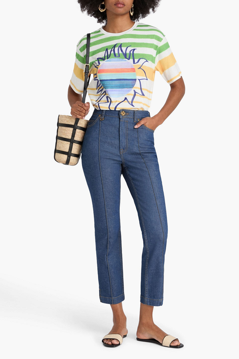 Zimmermann Cropped High-rise Tapered Jeans