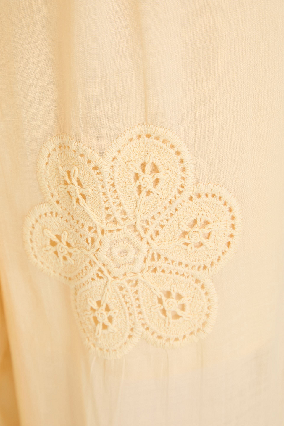 Zimmermann Embroidered Ramie-gauze Wide-leg Pants