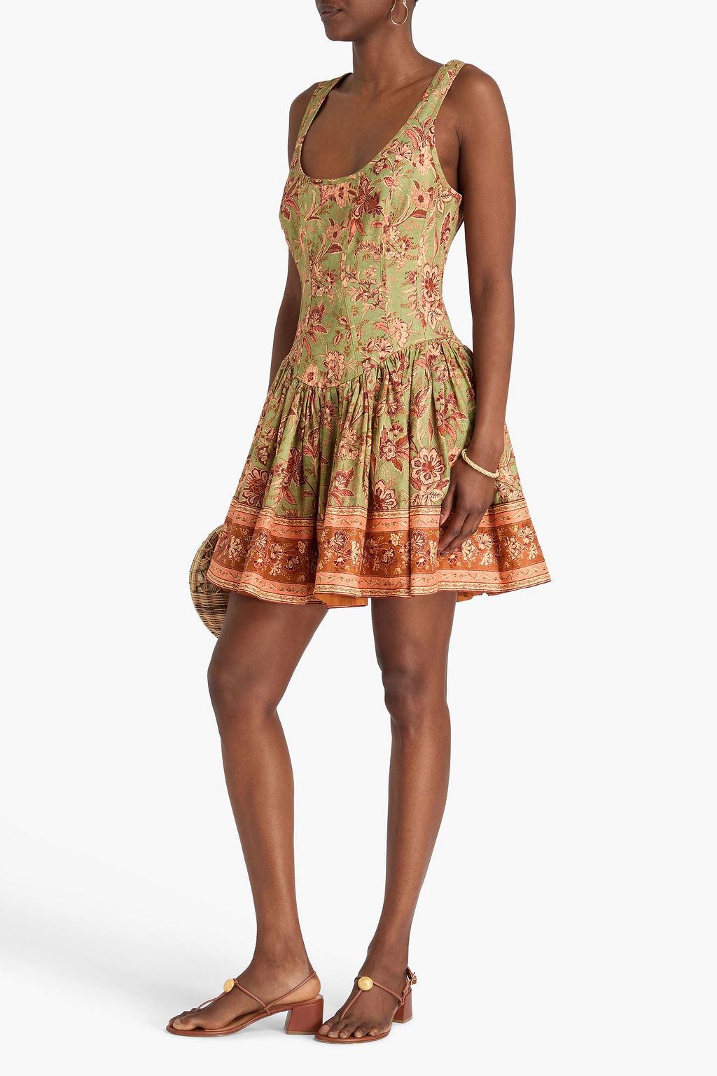 ZIMMERMANN Minikleid aus Leinen mit floralem Print