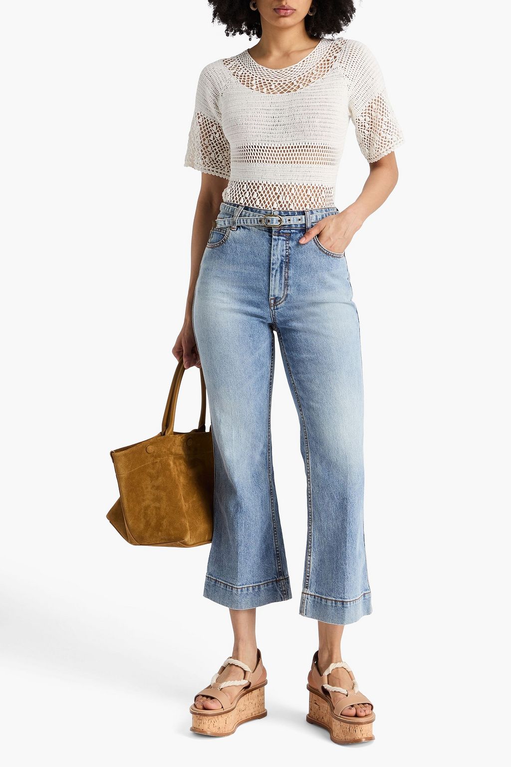 ZIMMERMANN クロップド ハイライズ キックフレアジーンズ