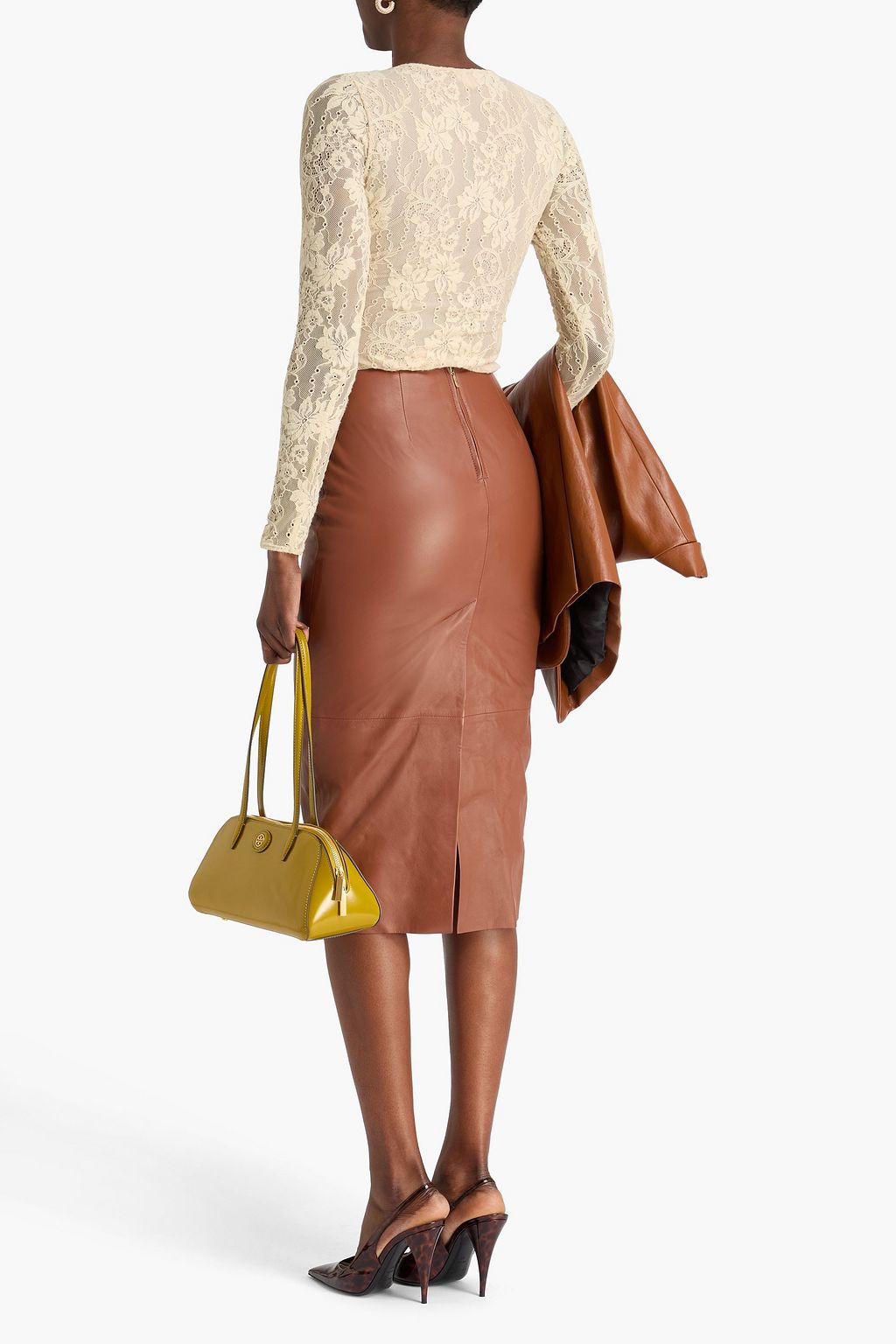ZIMMERMANN Leather midi pencil skirt