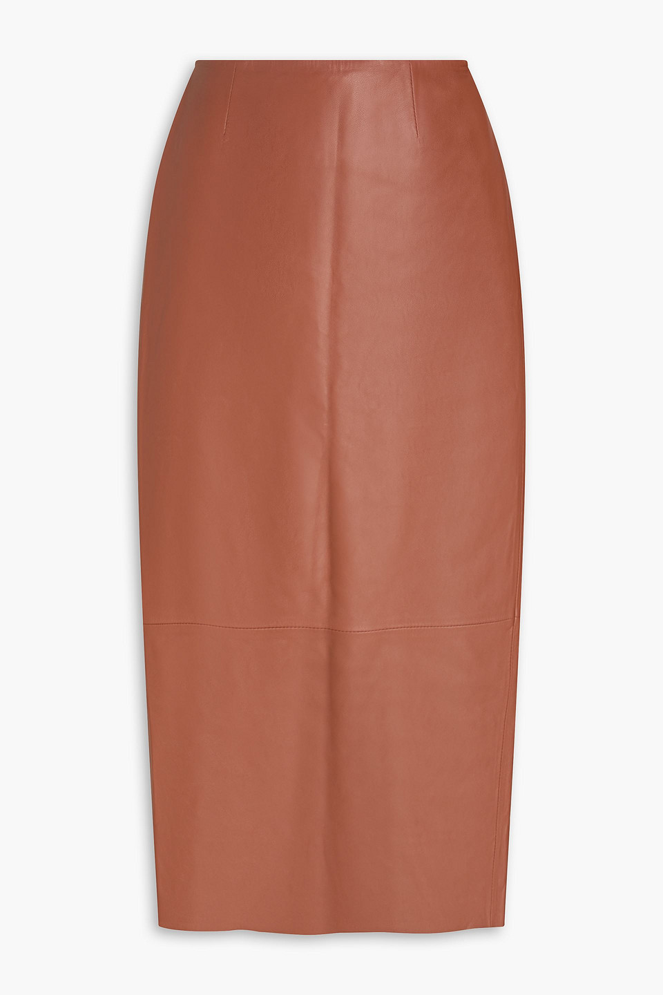 Zimmermann Leather Midi Pencil Skirt In Brown