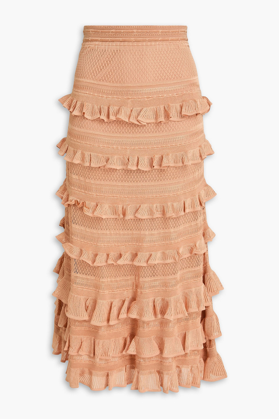 Zimmermann Ruffled Crochet-knit Midi Skirt