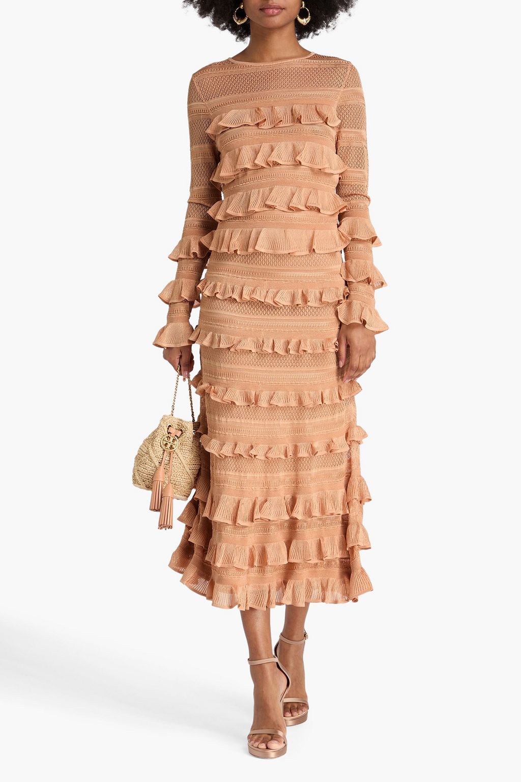 ZIMMERMANN かぎ針編みニット ミディスカート ラッフル付き