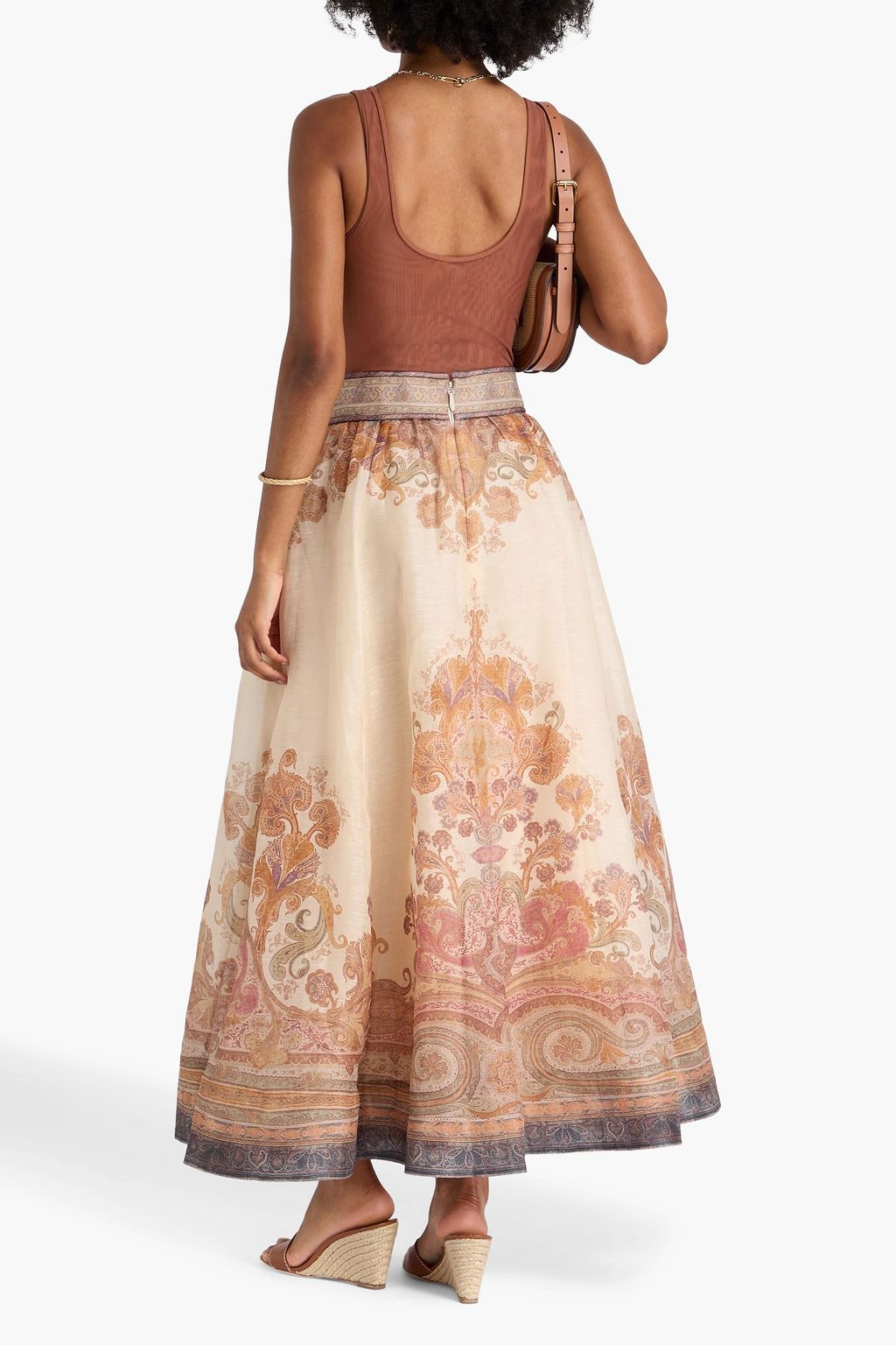 ZIMMERMANN Midirock aus Organza aus einer Leinen-Seidenmischung mit Print