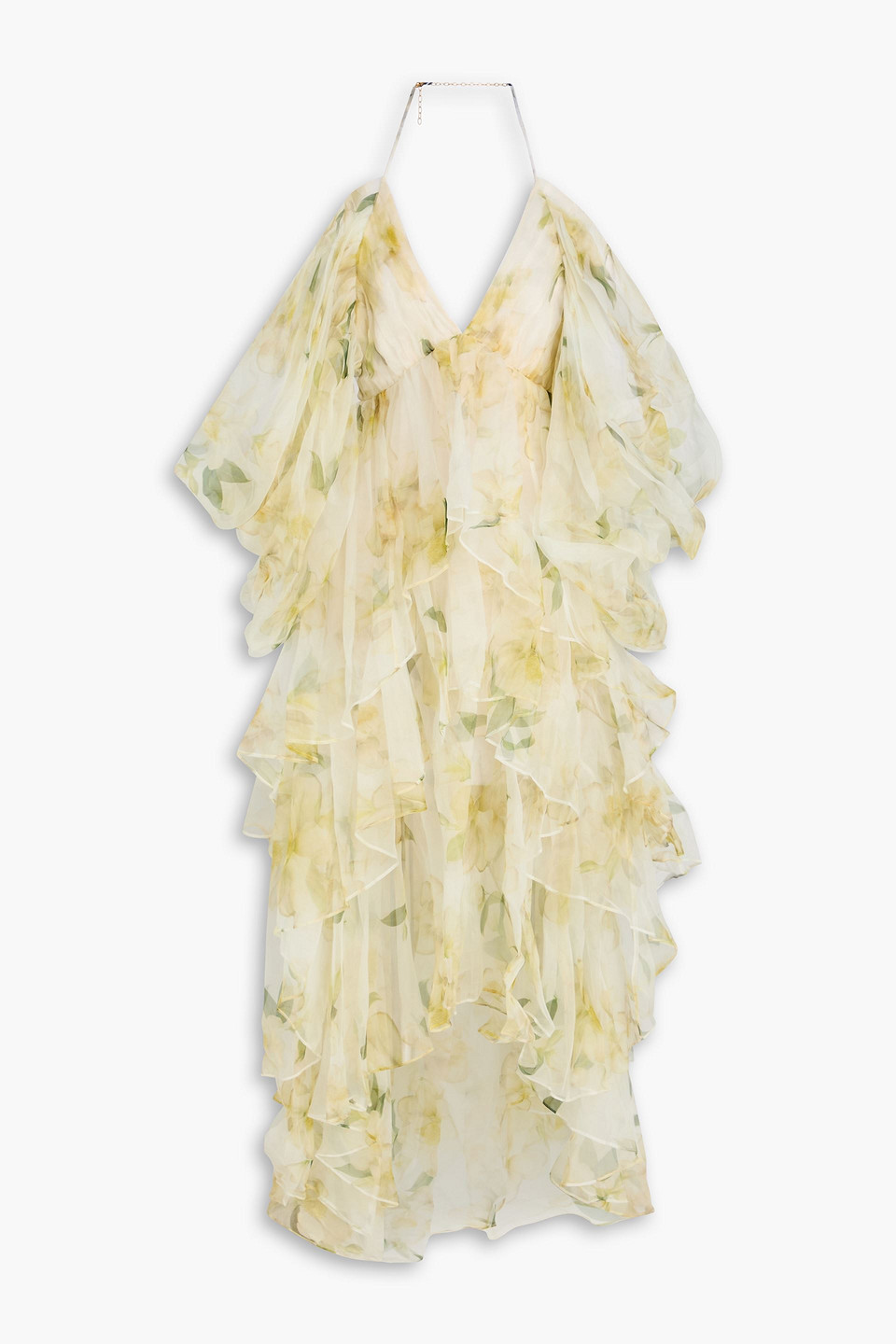 zimmermann - tiered floral-print silk-organza halterneck dress - white - 2