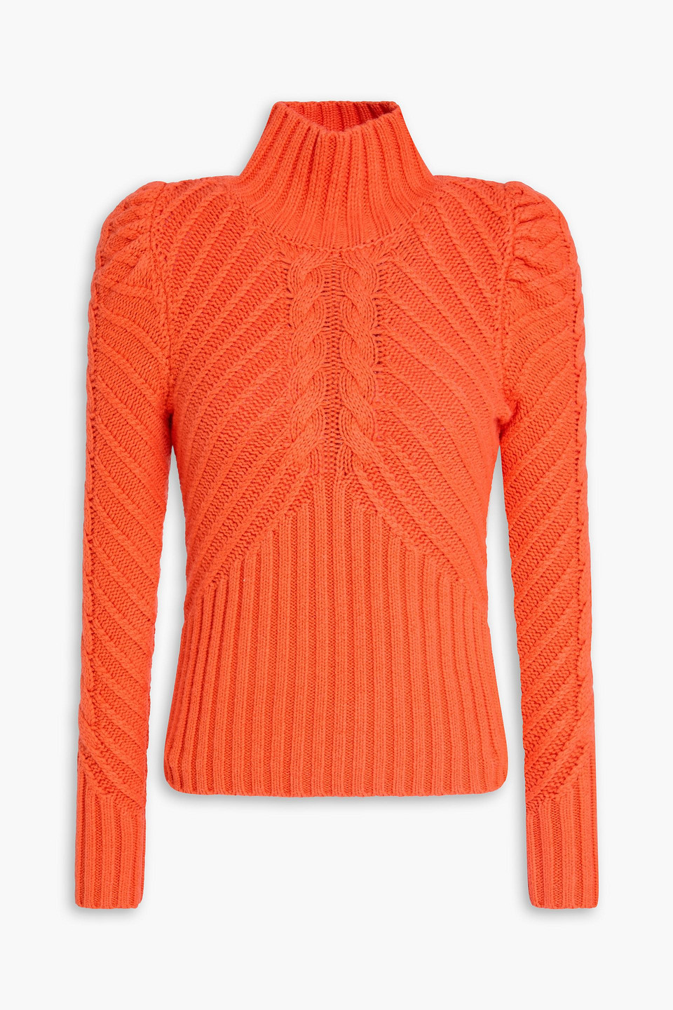 Zimmermann Cable-knit Wool-blend Turtleneck Sweater In Orange
