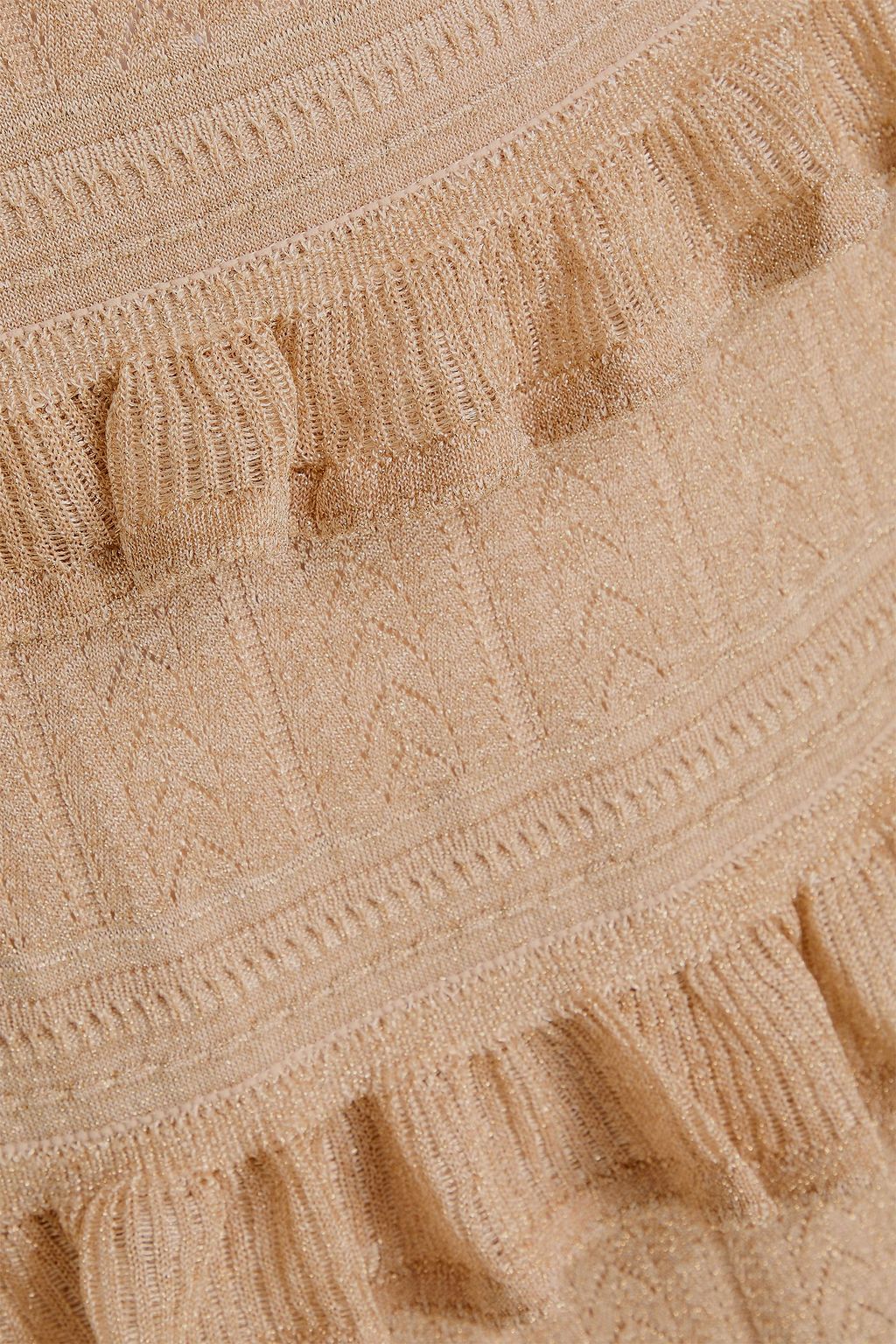 ZIMMERMANN 透かし編みニット ミディワンピース ラッフル付き メタリック