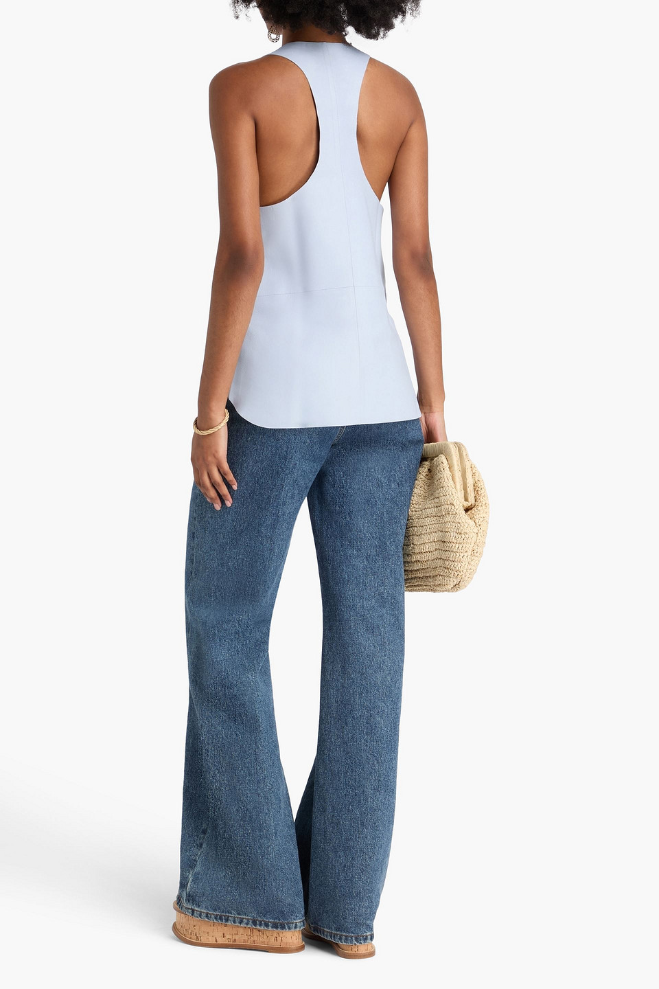 Zimmermann Natura Scooped Leather Tank Top In Blue