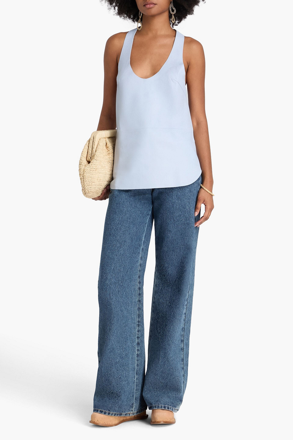 Zimmermann Natura Scooped Leather Tank Top In Blue