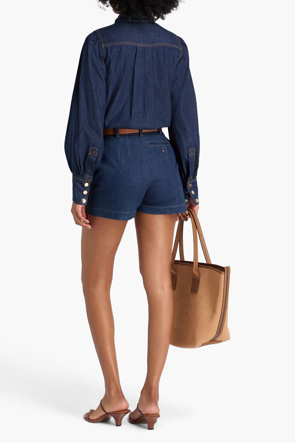 ZIMMERMANN Tie-neck denim shirt