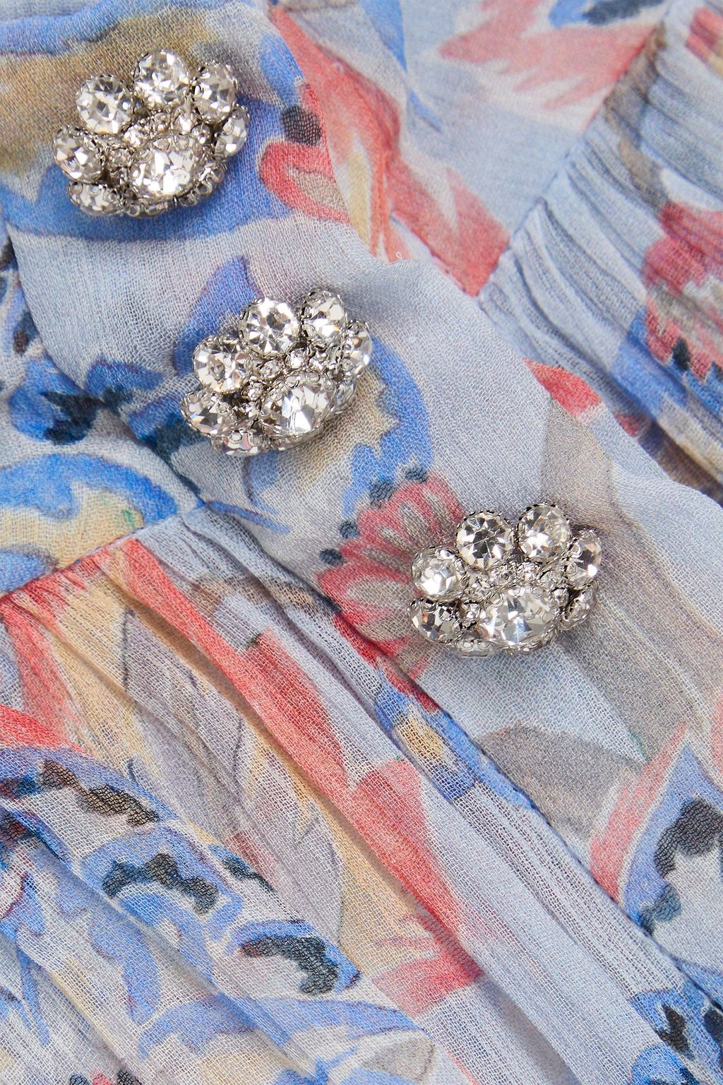 ZIMMERMANN クレポン ブラウス クリスタル付き フローラルプリント
