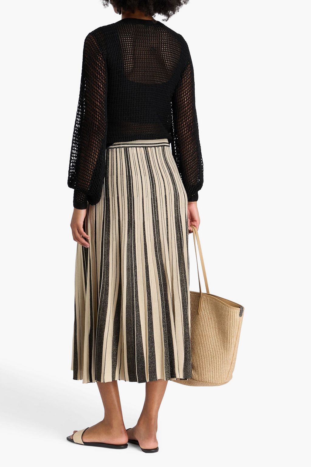 ZIMMERMANN Midi-Strickrock mit Streifen in Metallic-Optik