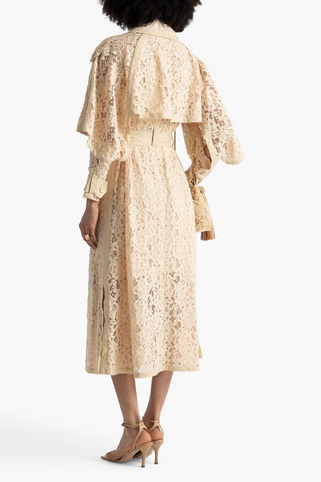 ZIMMERMANN コットン混コードレース&リネン ミディワンピース