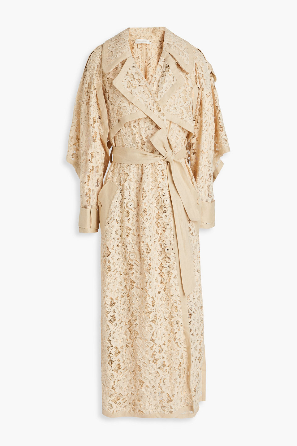 Zimmermann Cotton-blend Corded Lace And Linen Midi Dress In Sand