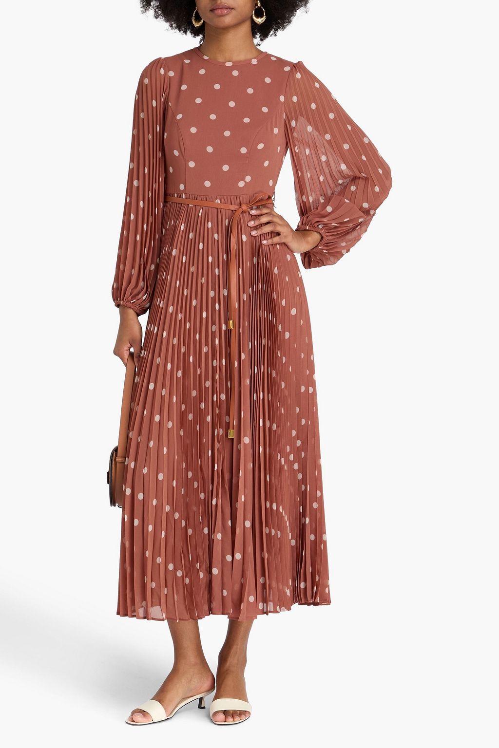 ZIMMERMANN Midikleid aus Georgette mit Polka-Dots und Gürtel