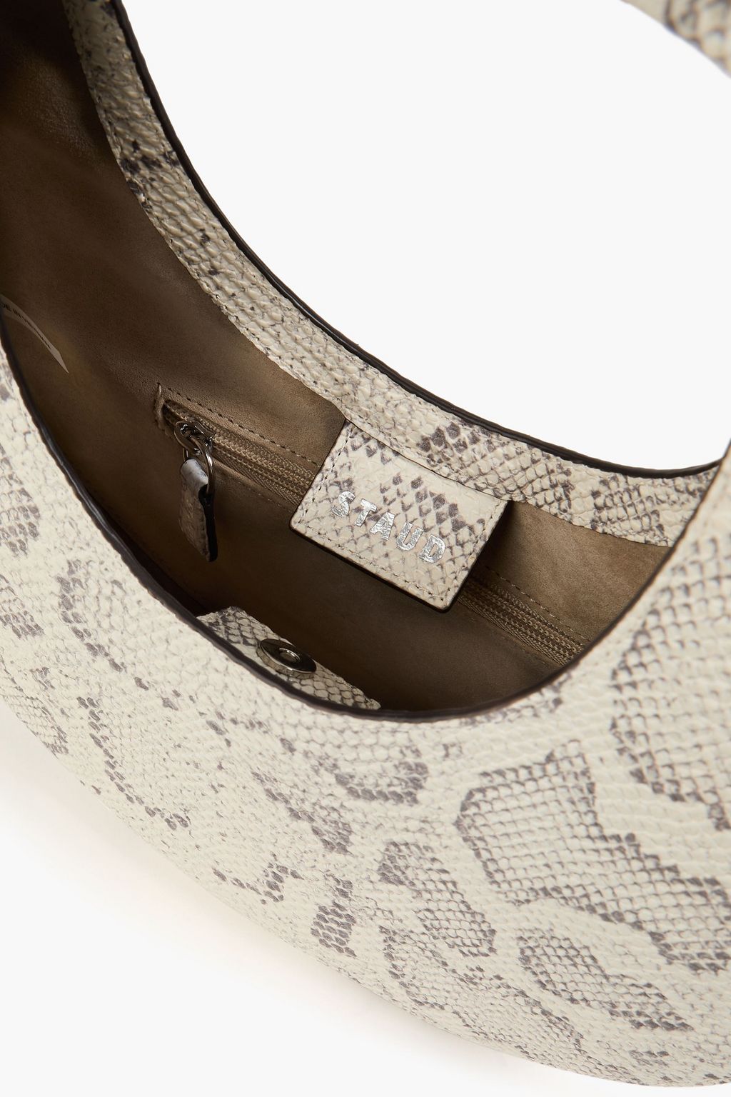 STAUD Moon snake-effect leather tote