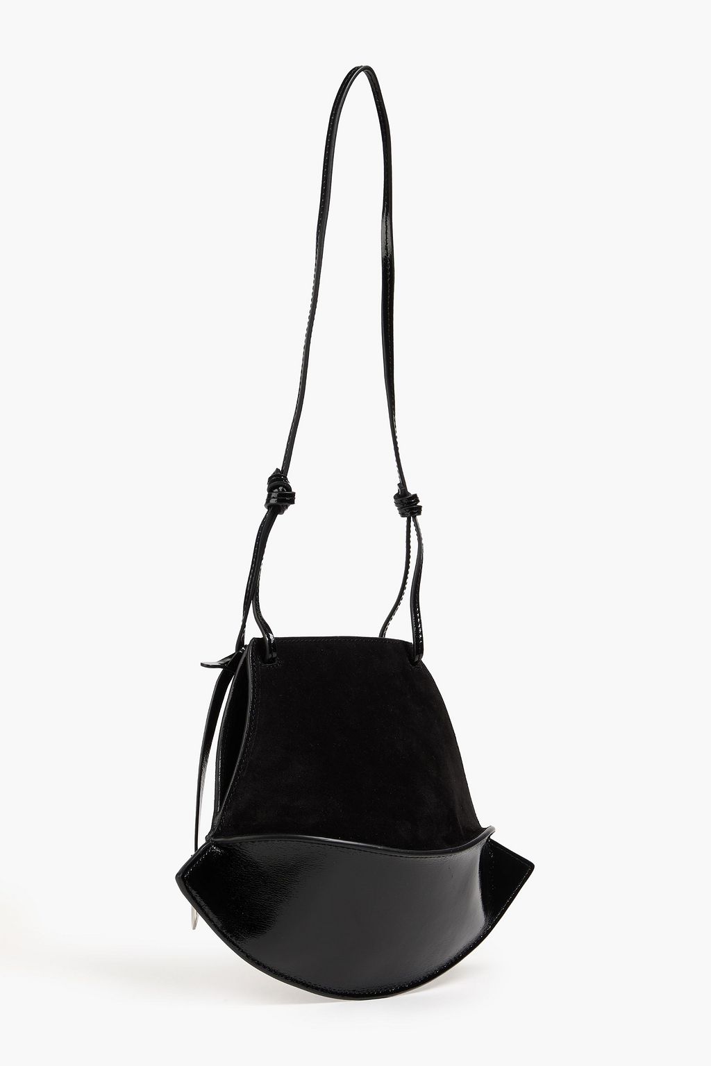 STAUD Mona suede and patent-leather bucket bag