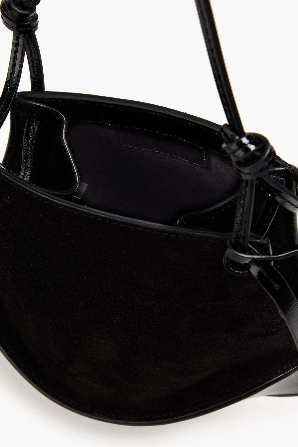 STAUD Mona suede and patent-leather bucket bag