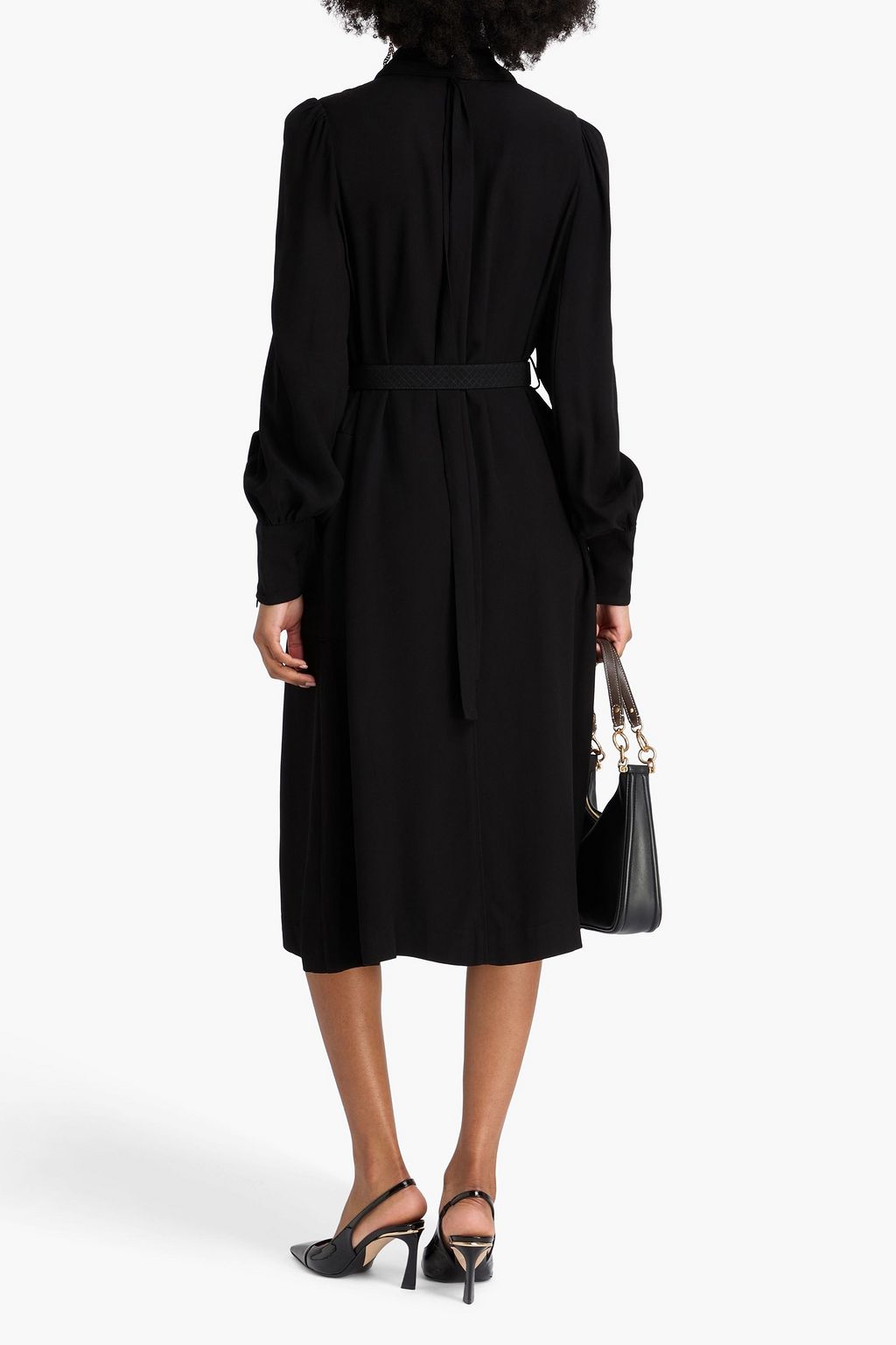 ZIMMERMANN Pussy-bow crepe midi shirt dress