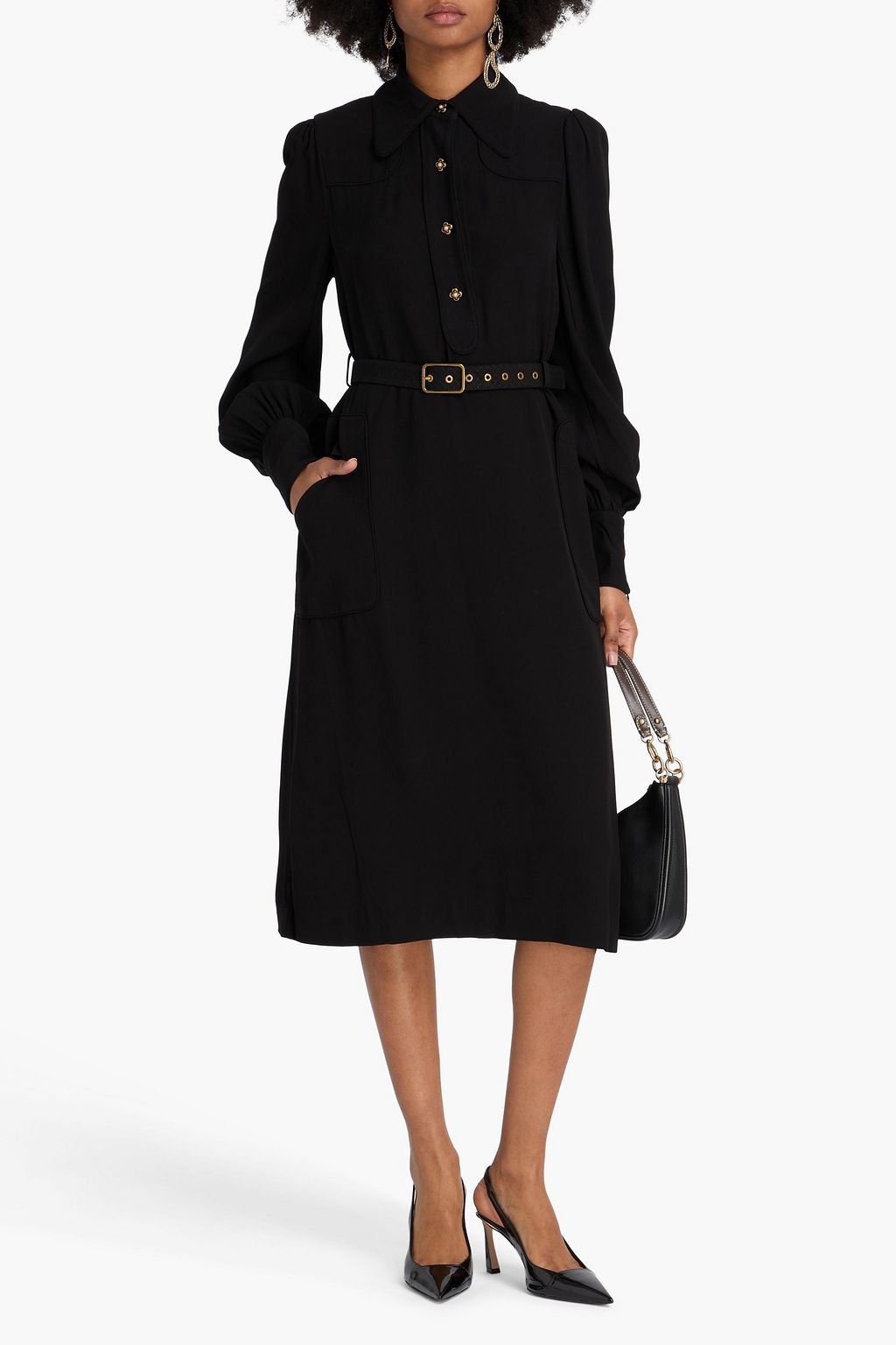 ZIMMERMANN Pussy-bow crepe midi shirt dress