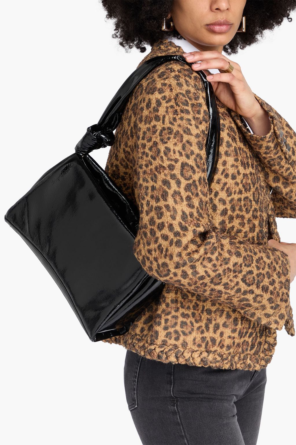 STAUD Lisbett patent-leather shoulder bag
