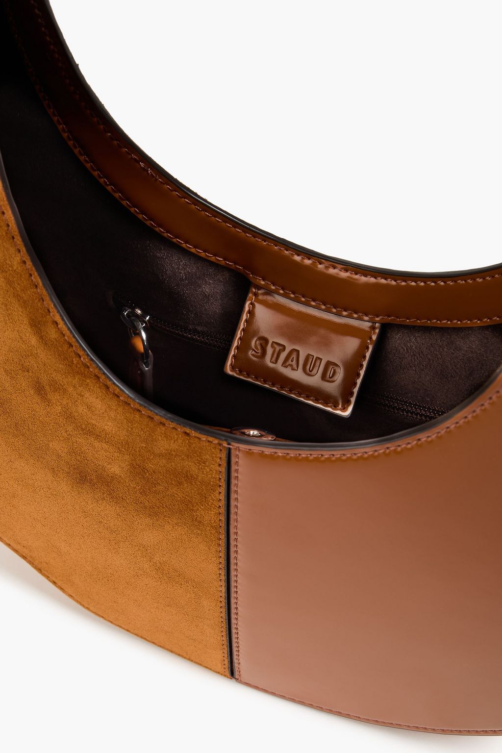 STAUD Moon suede and leather tote