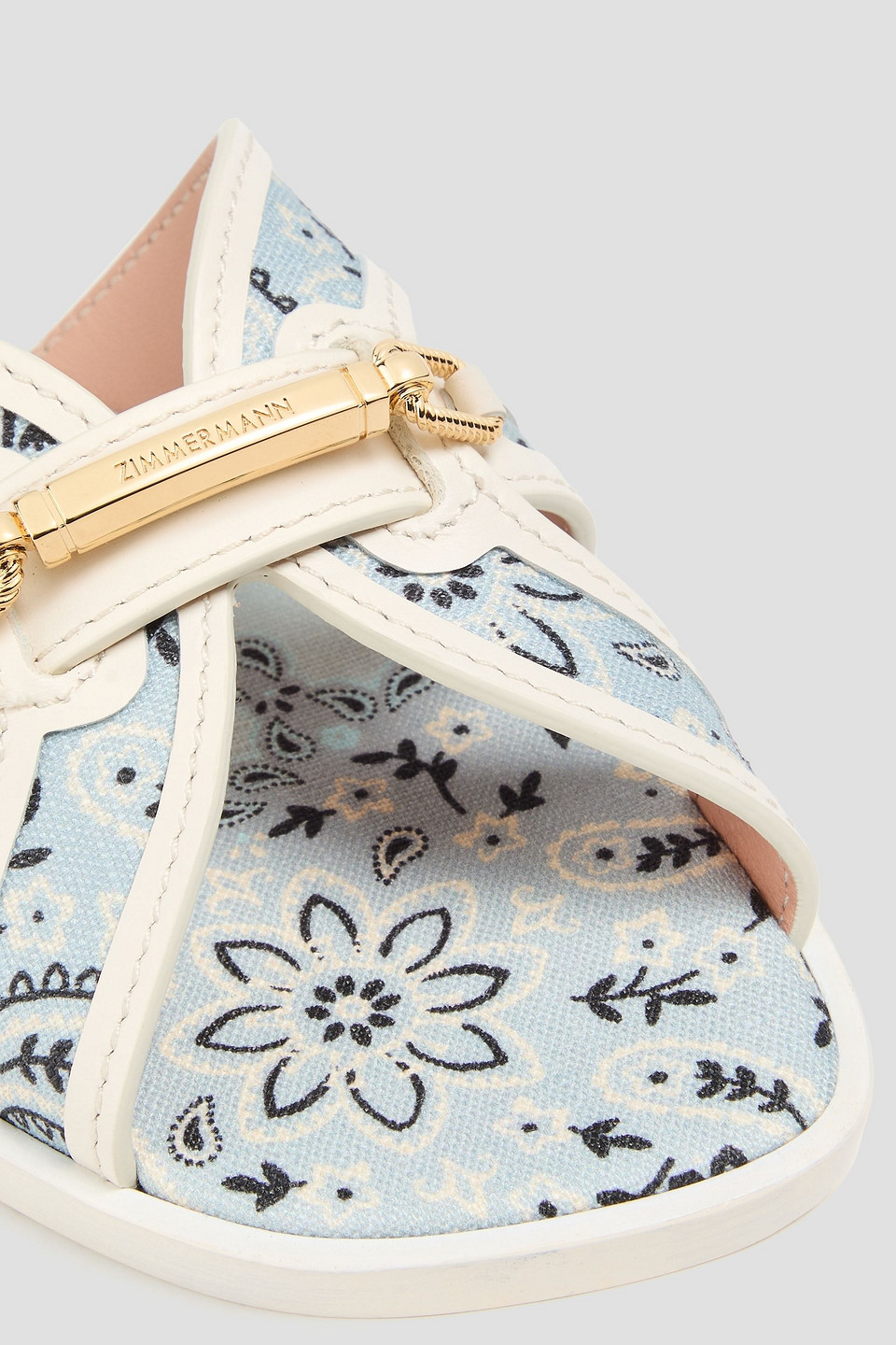 Zimmermann Leather-trimmed Paisley-print Canvas Sandals