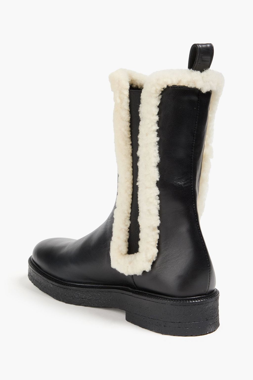 STAUD Palamino shearling-trimmed leather Chelsea boots