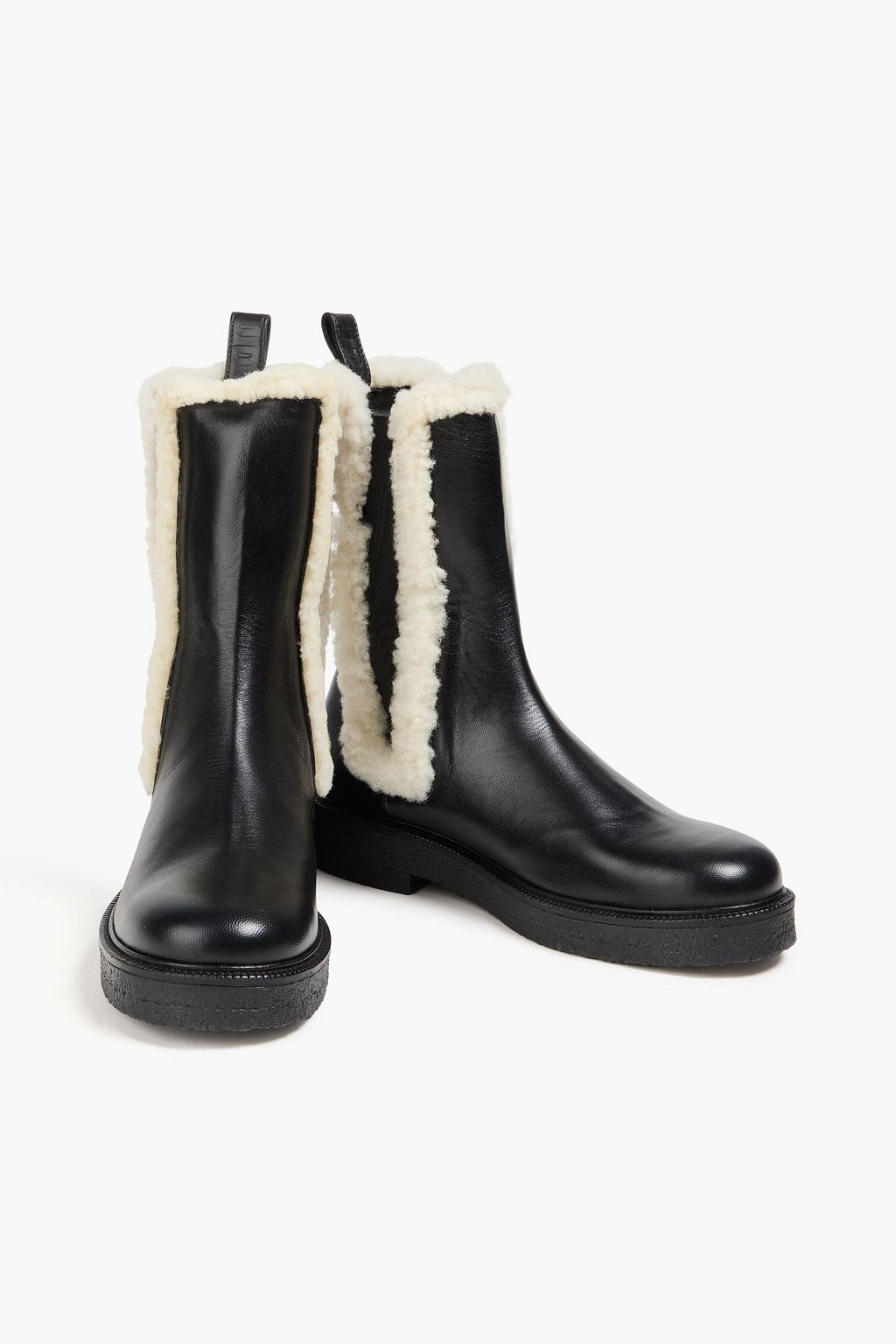 STAUD Palamino shearling-trimmed leather Chelsea boots