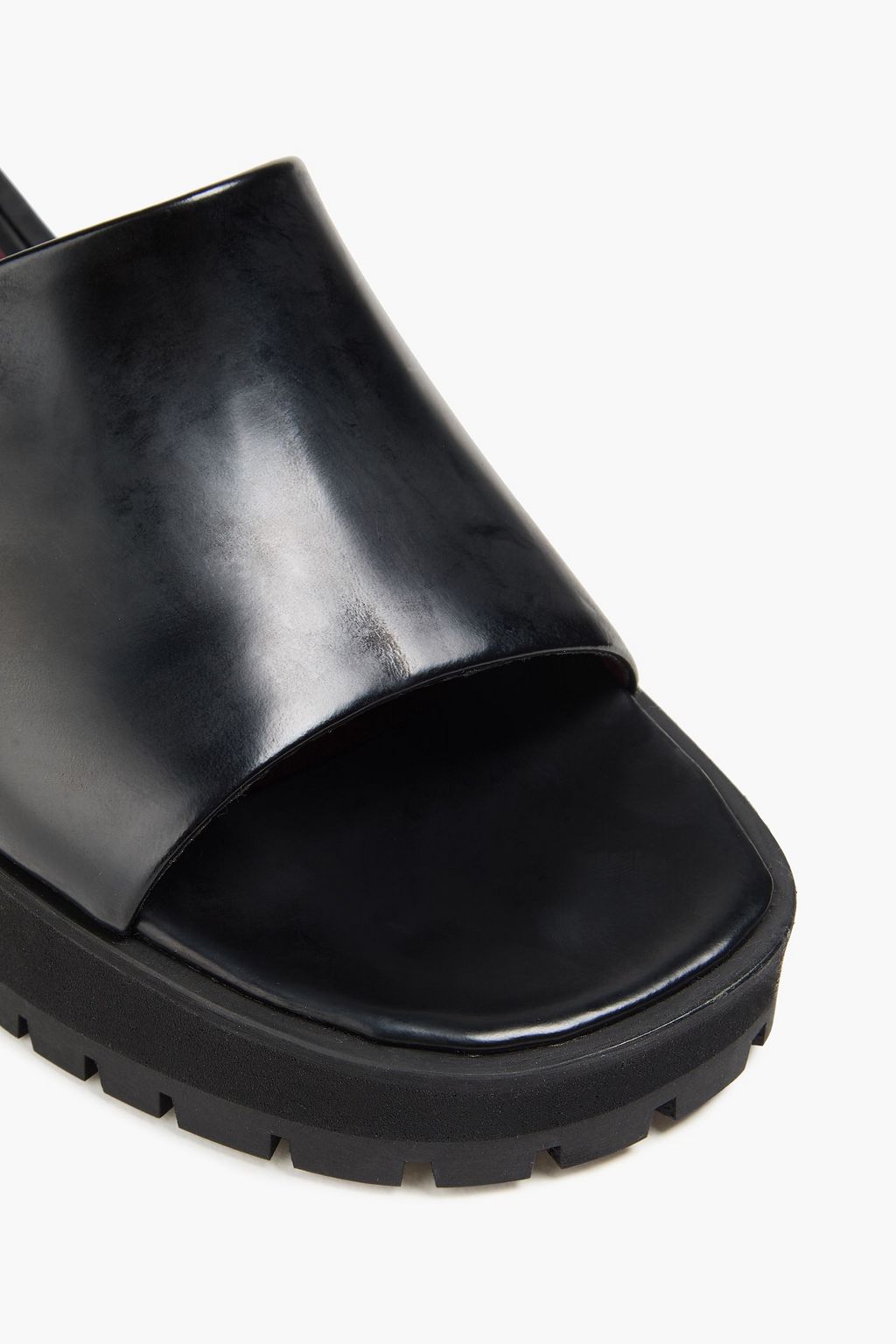STAUD Amber leather platform mules