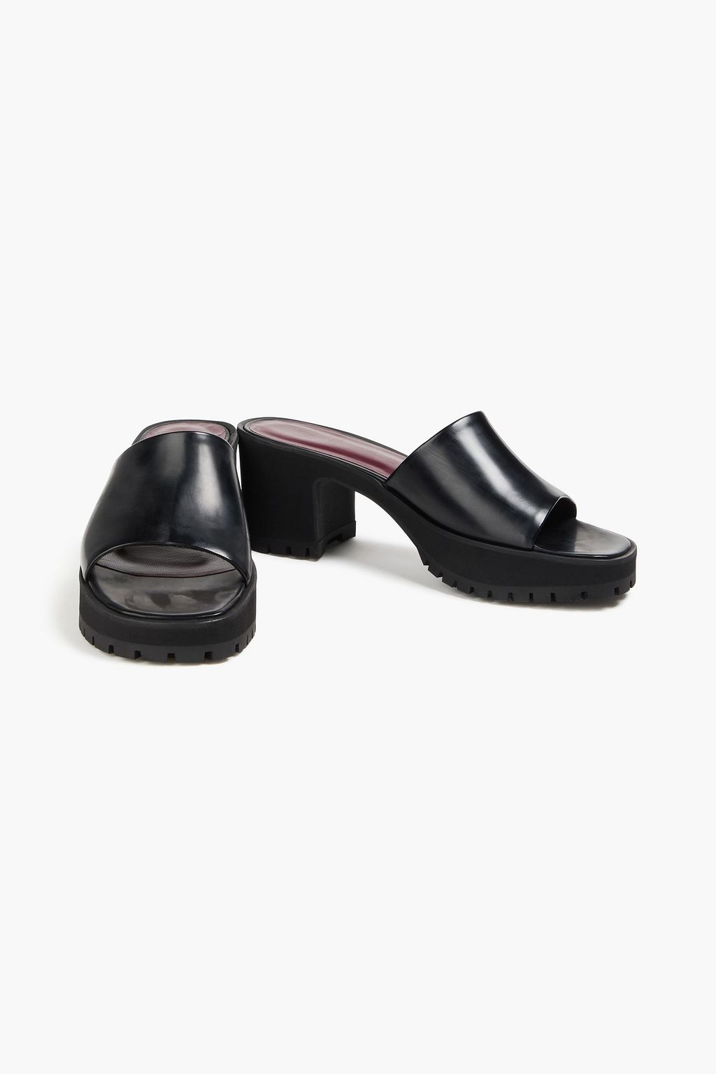 STAUD Amber leather platform mules