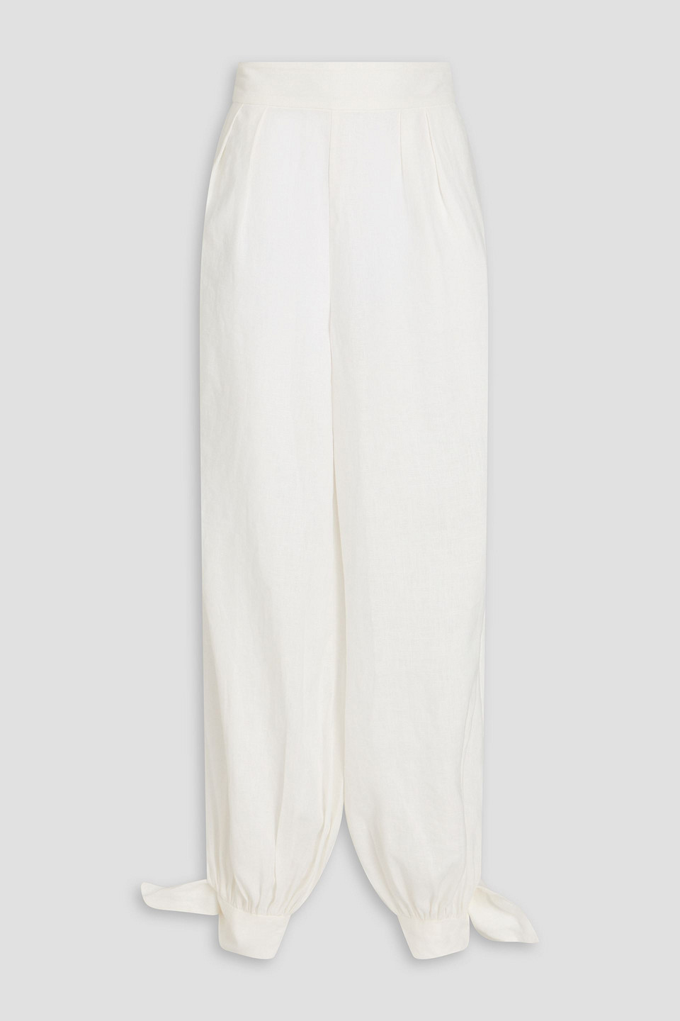 Zimmermann Pleated Linen Tapered Pants In White
