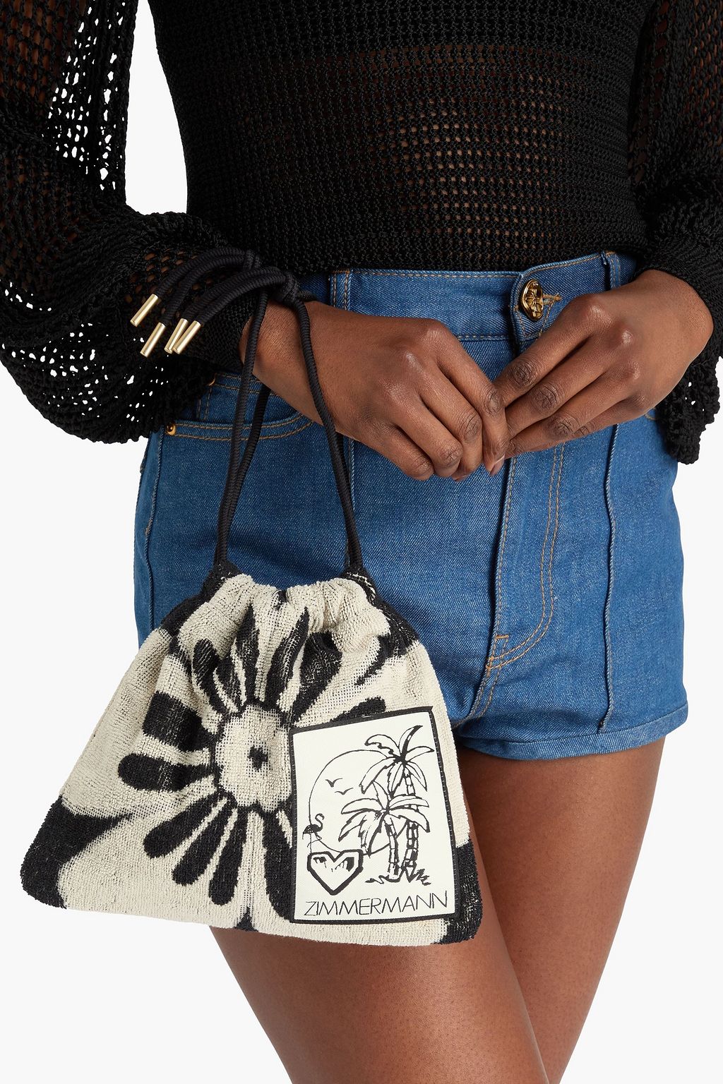 ZIMMERMANN Pochette aus Baumwollfrottee mit floralem Print