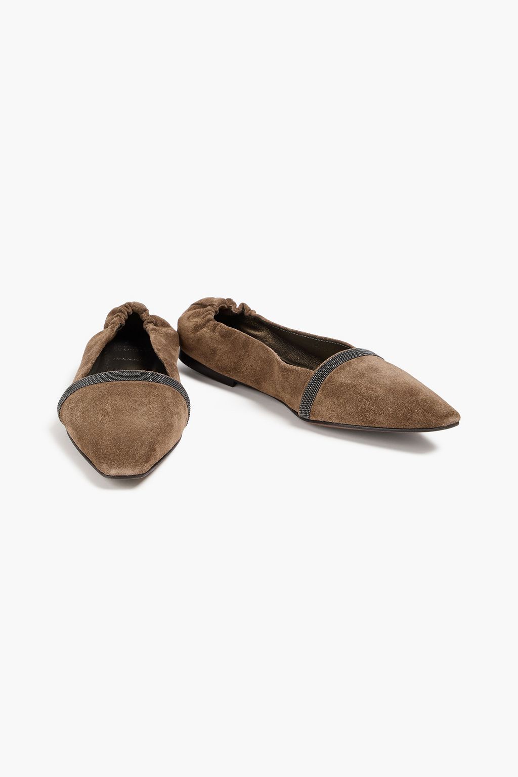 BRUNELLO CUCINELLI Bead-embellished suede ballet flats
