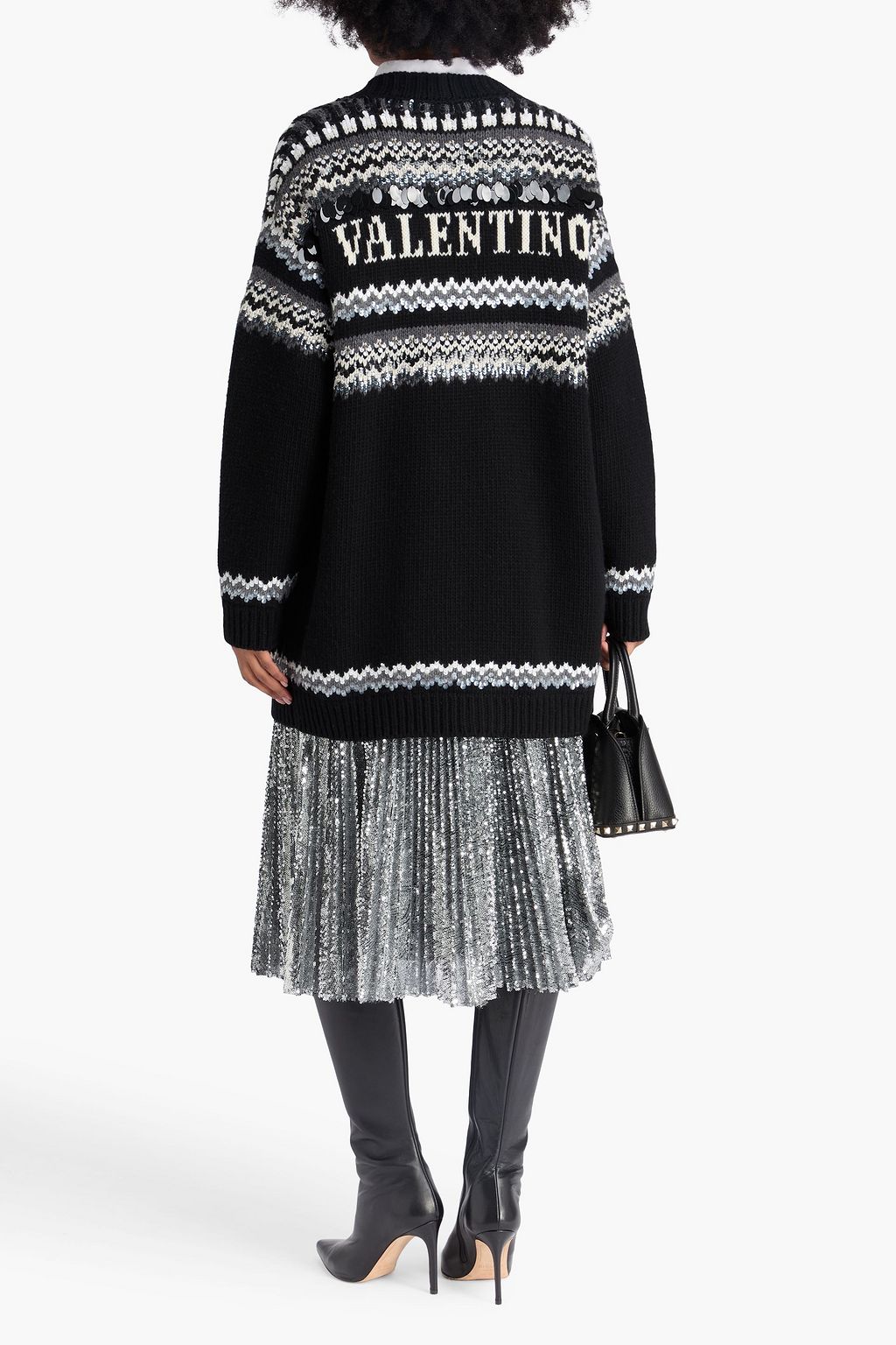 VALENTINO GARAVANI Embellished intarsia wool cardigan