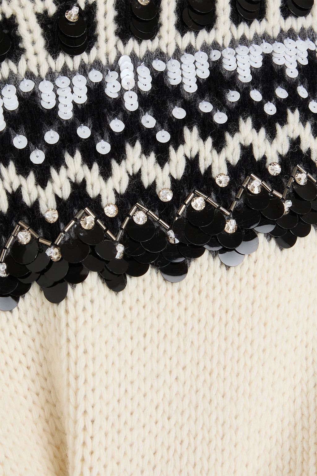 VALENTINO GARAVANI Embellished jacquard-knit wool sweater