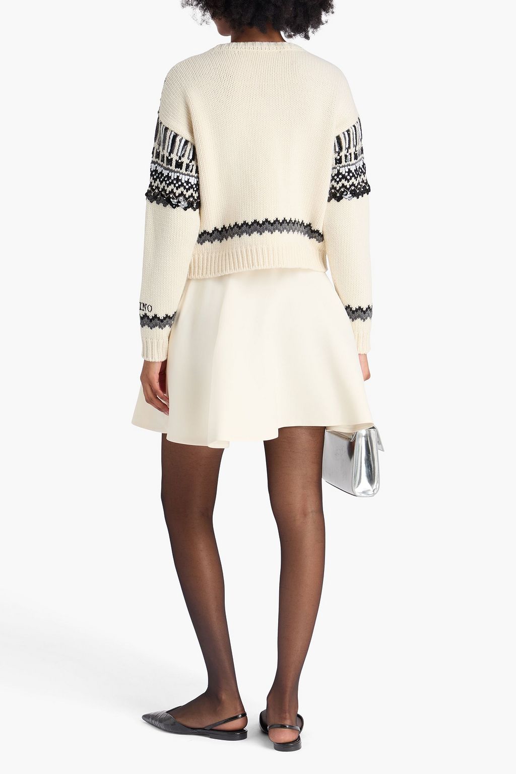 VALENTINO GARAVANI Embellished jacquard-knit wool sweater