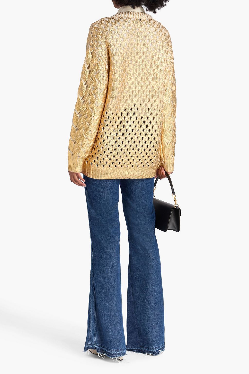 VALENTINO GARAVANI كارديغان من الصوف بحبكة مجدولة وبلون معدني