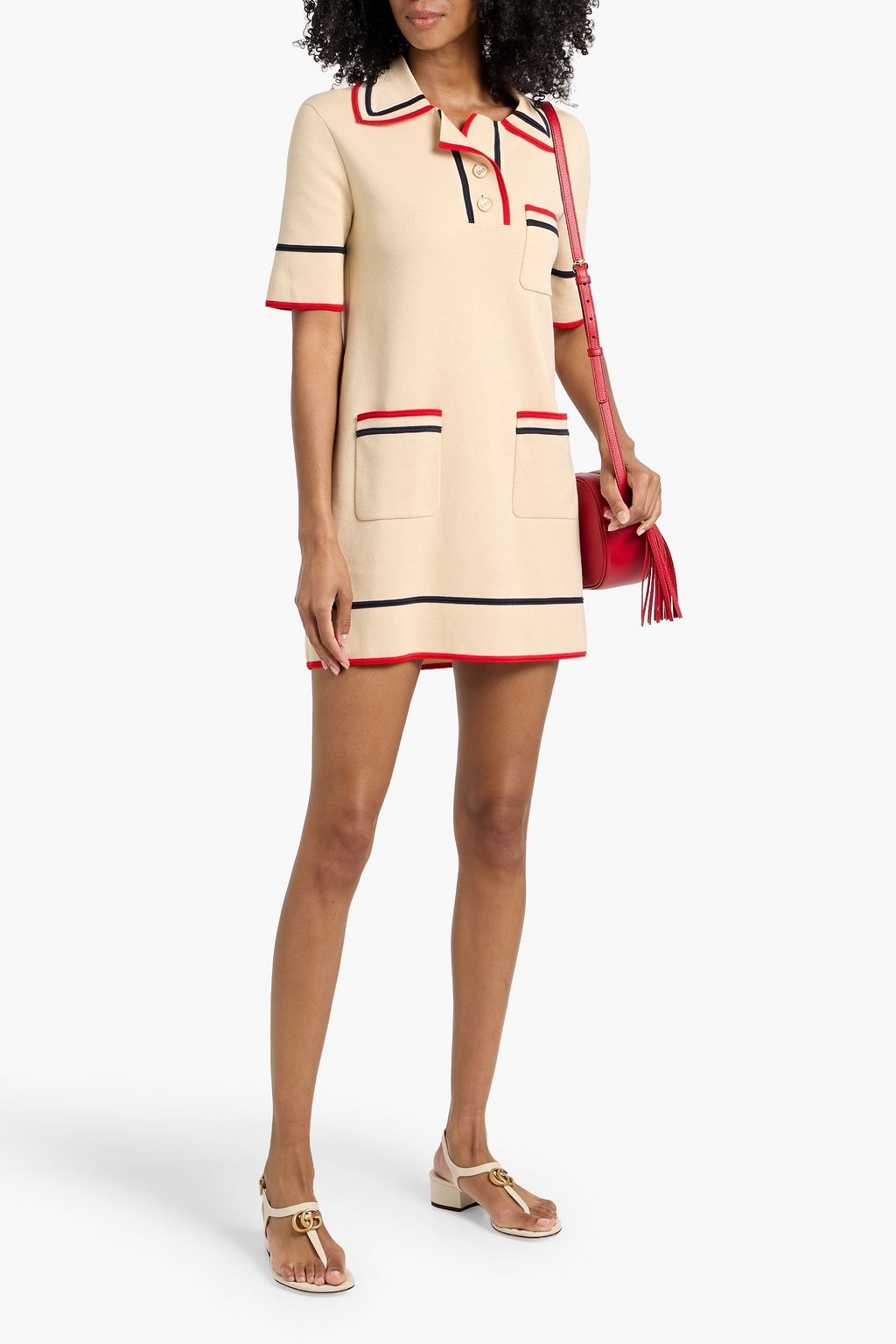 GUCCI Striped cotton and silk-blend mini shirt dress