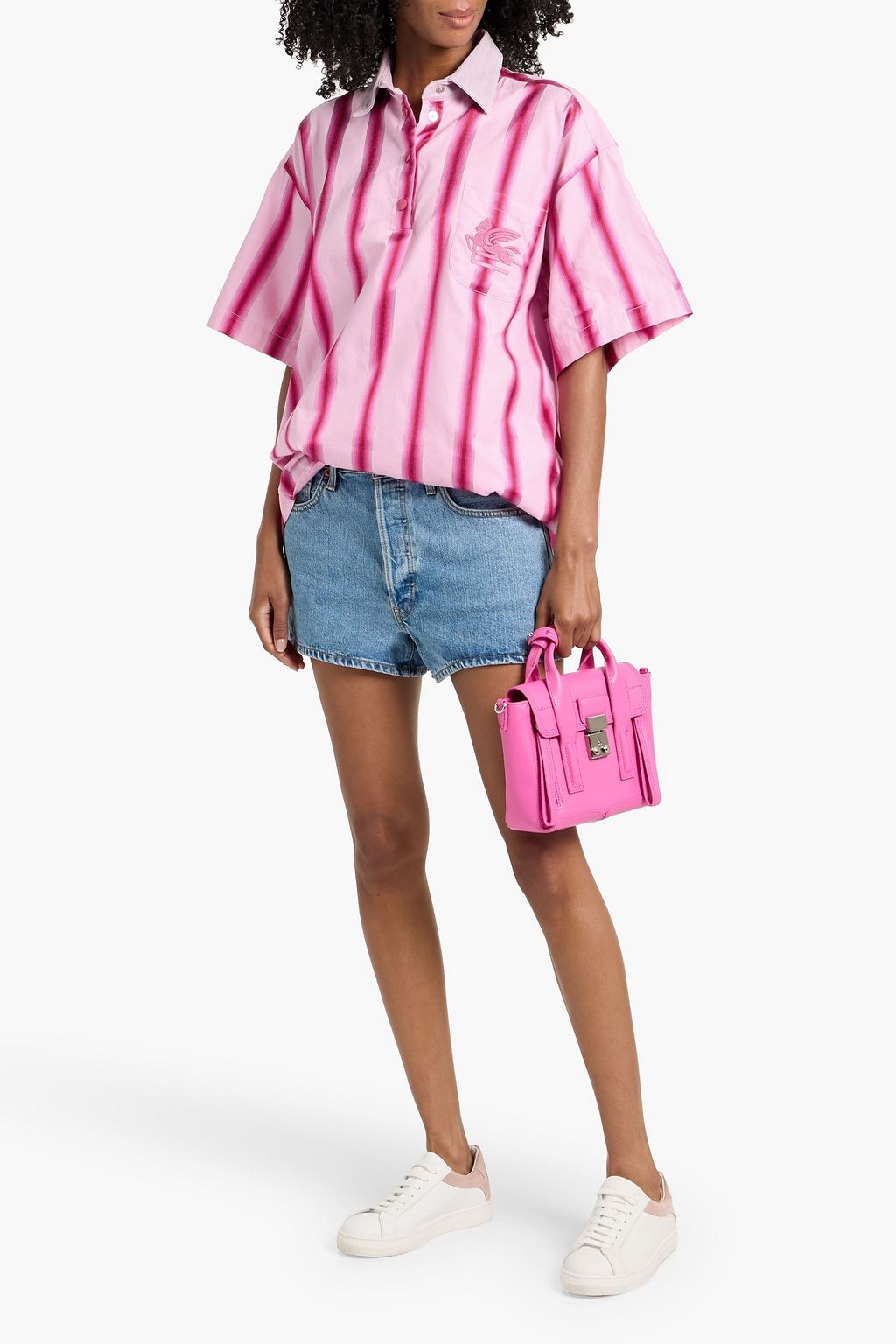 ETRO Oversized striped cotton-jacquard polo shirt