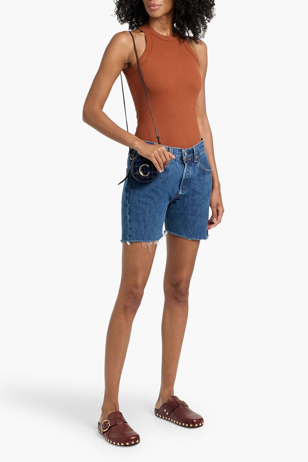 RE/DONE WITH LEVI'S Frayed denim shorts