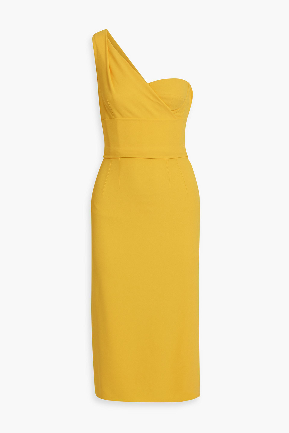 Dolce & Gabbana One-shoulder Stretch-crepe Midi Dress In Yellow