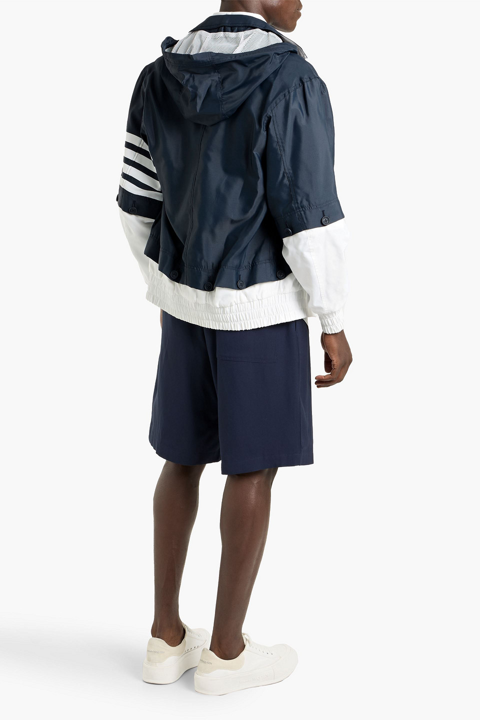 Thom Browne Two-tone Shell Hooded Jacket In Multi