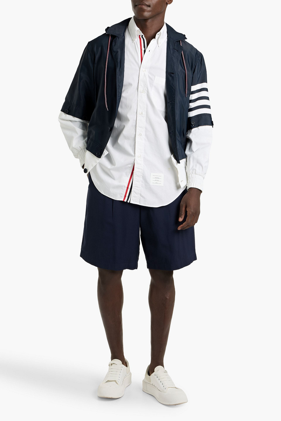 Thom Browne Two-tone Shell Hooded Jacket In Multi