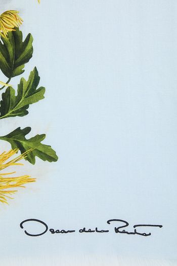 OSCAR DE LA RENTA Floral-print wool and cashmere-blend twill scarf