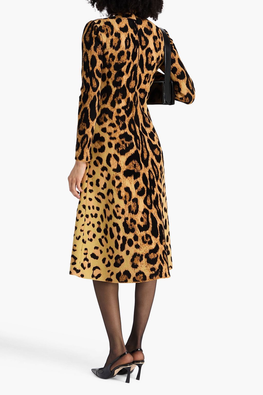 OSCAR DE LA RENTA Flared leopard-print crepe midi dress